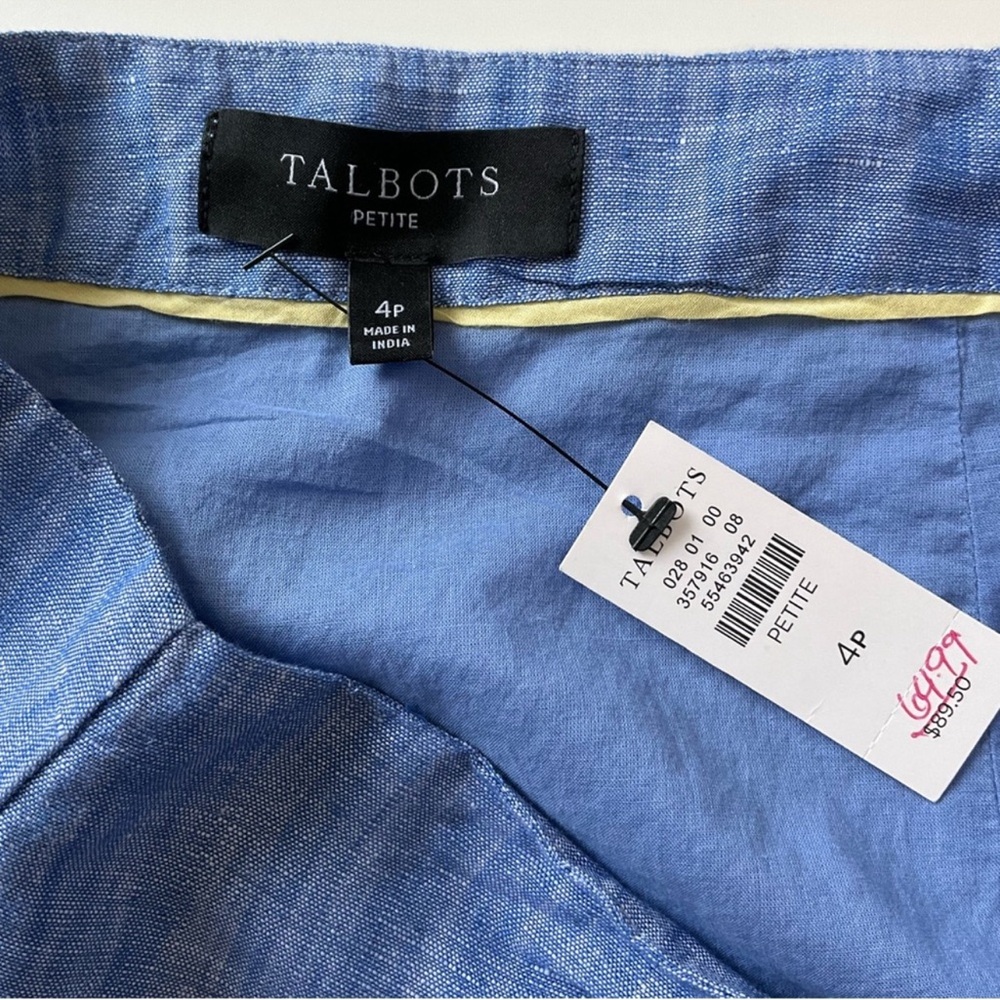 New Talbots Embroidered Linen Blend Chambray A-Line Skirt New With Tags 4P - Picture 8 of 12
